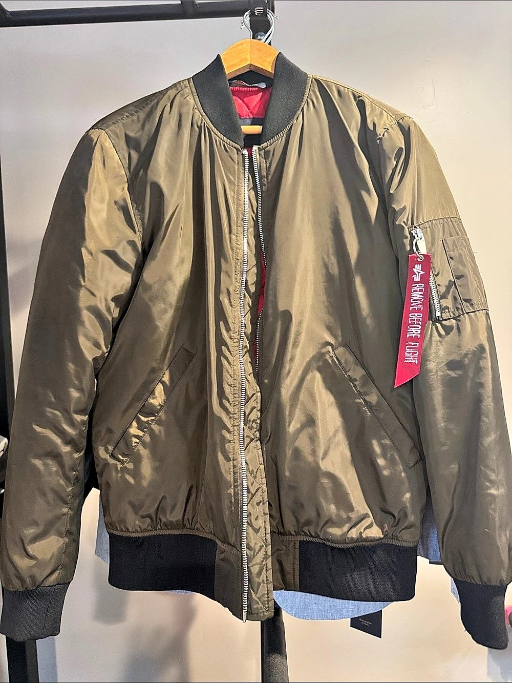 Zara Basic Zara Man Quilted Bomber Jacket Men's Green & Black Bomber Jacket